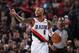 PORTLAND, OR - MAY 9: Damian Lillard #0 of the Portland Trail Blazers handles the ball against the Denver Nuggets during Game Six of the Western Conference Semifinals of the 2019 NBA Playoffs on May 9, 2019 at the Moda Center in Portland, Oregon. NOTE TO USER: User expressly acknowledges and agrees that, by downloading and/or using this photograph, user is consenting to the terms and conditions of the Getty Images License Agreement. Mandatory Copyright Notice: Copyright 2019 NBAE (Photo by Garrett Ellwood/NBAE via Getty Images)