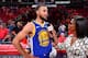 HOUSTON, TX - MAY 10: Stephen Curry #30 of the Golden State Warriors is interviewed after a game against the Houston Rockets after Game Six of the Western Conference Semifinals of the 2019 NBA Playoffs on May 10, 2019 at the Toyota Center in Houston, Texas. NOTE TO USER: User expressly acknowledges and agrees that, by downloading and/or using this photograph, user is consenting to the terms and conditions of the Getty Images License Agreement. Mandatory Copyright Notice: Copyright 2019 NBAE (Photo by Bill Baptist/NBAE via Getty Images)