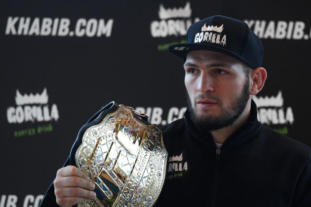Mixed martial arts (MMA) fighter Khabib Nurmagomedov gives a press conference in Moscow on November 26, 2018. (Photo by Kirill KUDRYAVTSEV / AFP)        (Photo credit should read KIRILL KUDRYAVTSEV/AFP/Getty Images)