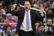 Orlando Magic head coach Frank Vogel directs his players during the second half of an NBA basketball game against the Washington Wizards, Wednesday, April 11, 2018, in Orlando, Fla. (AP Photo/John Raoux)