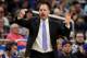 Orlando Magic head coach Frank Vogel directs his players during the second half of an NBA basketball game against the Washington Wizards, Wednesday, April 11, 2018, in Orlando, Fla. Vogel was brought to Orlando two years ago with hopes he could get the Magic back to the playoffs, and stop the spinning of the revolving door to their coaches' office. Neither of those things happened. Vogel was fired by the Magic on Thursday about 10 hours after the team wrapped up a 25-57 season, its sixth consecutive losing year. (AP Photo/John Raoux, File)