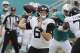 Jacksonville Jaguars quarterback Cody Kessler (6) looks to pass, during the first half at an NFL football game against the Miami Dolphins, Sunday, Dec. 23, 2018, in Miami Gardens, Fla. (AP Photo/Lynne Sladky)
