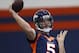 Denver Broncos quarterback Joe Flacco throws during the NFL football team's veterans minicamp Tuesday, April 16, 2019, in Englewood, Colo. (AP Photo/David Zalubowski)
