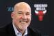 John Paxson, Chicago Bulls Executive Vice President of Basketball Operations, talks with reporters during an end-of-season news conference Thursday, April 11, 2019, in Chicago. The Bulls produced one of the worst records in franchise history in the second season of their rebuild. That's certainly not the way they envisioned it. Now that it's over, Paxson discusses where they go from here. (AP Photo/Charles Rex Arbogast)