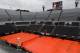 This general view shows the covers on the Central Court at Foro Italico in Rome on May 15, 2019, as rain stopped play on the fourth day of The ATP/WTA Rome Masters tennis tournament. (Photo by Tiziana FABI / AFP) (Photo credit should read TIZIANA FABI/AFP/Getty Images)
