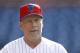 Actor Bruce Willis observes batting training before a baseball match between the Philadelphia Phillies and the Milwaukee Brewers on Wednesday, May 15, 2019 in Philadelphia. (AP Photo / Matt Slocum)