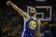 Golden State Warriors' Stephen Curry watches his shot against the Los Angeles Clippers in the first half in Game 5 of a first-round NBA basketball playoff series, Wednesday, April 24, 2019, in Oakland, Calif. (AP Photo/Ben Margot)