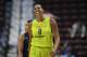 FILE - In this May 8, 2018, file photo, Dallas Wings' Liz Cambage smiles during a preseason WNBA basketball game, in Uncasville, Conn. Cambage, of Australia, scored 53 points to set a WNBA record Tuesday, July 17, 2018, leading the Dallas Wings to a 104-87 victory over the New York Liberty. (AP Photo/Jessica Hill, File)