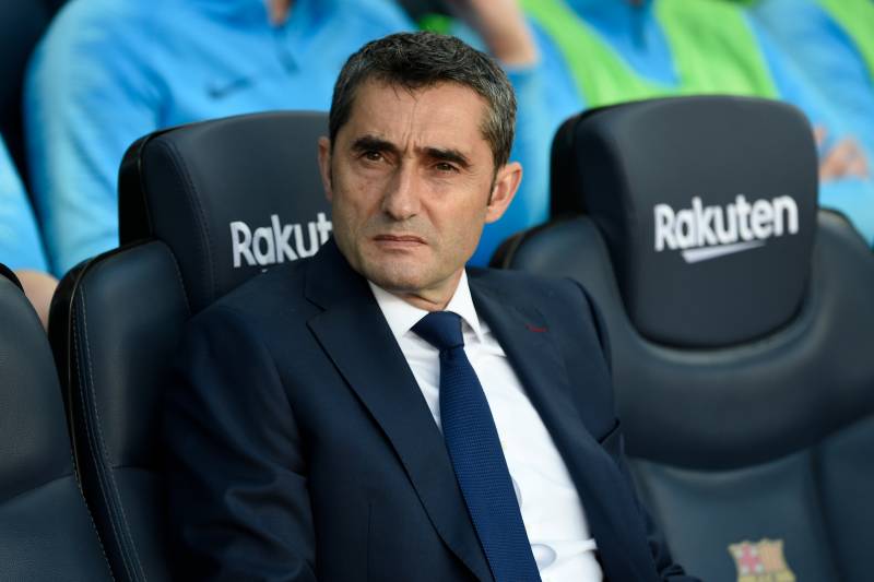 Barcelona's coach Ernesto Valverde attends the Spanish League football match between Barcelona and Getafe at the Camp Nou Stadium in Barcelona on May 12, 2019. (Photo by Josep LAGO / AFP) (Photo credit should read JOSEP LAGO/AFP/Getty Images)