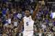 Duke forward RJ Barrett (5) reacts after scoring against Michigan State during the second half of an NCAA men's East Regional final college basketball game in Washington, Sunday, March 31, 2019. (AP Photo/Alex Brandon)