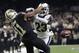 FILE - In this Jan. 20, 2019, file photo, Los Angeles Rams' Nickell Robey-Coleman breaks up a pass intended for New Orleans Saints' Tommylee Lewis during the second half of the NFL football NFC championship game in New Orleans. Robey-Coleman says he received