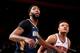 NEW YORK, NY - OCTOBER 5: Anthony Davis #23 of the New Orleans Pelicans, and Kevin Knox #20 of the New York Knicks are seen on defense during a pre-season game on October 5, 2018 at Madison Square Garden in New York City, New York. NOTE TO USER: User expressly acknowledges and agrees that, by downloading and or using this photograph, User is consenting to the terms and conditions of the Getty Images License Agreement. Mandatory Copyright Notice: Copyright 2018 NBAE (Photo by Nathaniel S. Butler/NBAE via Getty Images)
