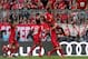 MUNICH, GERMANY - MAY 18: Thiago Alcantara of FC Bayern Muenchen, Serge Gnabry of FC Bayern Muenchen and David Alaba of FC Bayern Muenchen celebrate after scoring his team's second goal during the Bundesliga match between FC Bayern Muenchen and Eintracht Frankfurt at Allianz Arena on May 18, 2019 in Munich, Germany. (Photo by TF-Images/Getty Images)