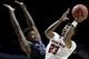 Texas Tech's Jarrett Culver (23) shoots past Buffalo's Nick Perkins (33) during the second half of a second round men's college basketball game in the NCAA Tournament Sunday, March 24, 2019, in Tulsa, Okla. Texas Tech won 78-58. (AP Photo/Charlie Riedel)