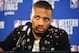 PORTLAND, OR - MAY 18: Damian Lillard #0 of the Portland Trail Blazers speaks to the media after Game Three of the Western Conference Finals against the Golden State Warriors on May 18, 2019 at the Moda Center in Portland, Oregon. NOTE TO USER: User expressly acknowledges and agrees that, by downloading and/or using this photograph, user is consenting to the terms and conditions of the Getty Images License Agreement. Mandatory Copyright Notice: Copyright 2019 NBAE (Photo by Andrew D. Bernstein/NBAE via Getty Images)