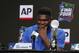 Duke freshman Zion Williamson answers questions at a news conference where he was awarded the Associated Press men's college basketball player of the year award at the Final Four NCAA college basketball tournament, Friday, April 5, 2019, in Minneapolis. (AP Photo/Charlie Neibergall)