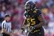 FAYETTEVILLE, AR - NOVEMBER 24: Jordan Harold #55 of the Missouri Tigers jogs off the field during a game against the Arkansas Razorbacks at Razorback Stadium on November 24, 2017 in Fayetteville, Arkansas. The Tigers defeated the Razorbacks 48-45. (Photo by Wesley Hitt/Getty Images)