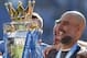 Manchester City coach Pep Guardiola lifts the English Premier League trophy after the English Premier League soccer match between Brighton and Manchester City at the AMEX Stadium in Brighton, England, Sunday, May 12, 2019. Manchester City defeated Brighton 4-1 to win the championship. (AP Photo/Frank Augstein)