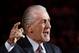 Miami Heat president Pat Riley speaks during a ceremony retiring the jersey of former Heat player Chris Bosh at halftime of an NBA game between the Heat and the Orlando Magic, Tuesday, March 26, 2019, in Miami. Bosh played 13 seasons, the first seven in Toronto and the last six in Miami. He averaged 19.2 points and 8.5 rebounds, was an All-Star 11 times and won two championships. (AP Photo/Joe Skipper)