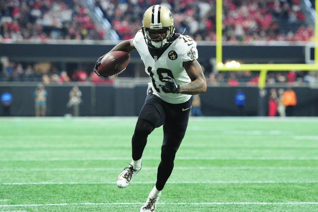 ATLANTA, GA - SEPTEMBER 23: Ted Ginn, Jr. #19 of the New Orleans Saints runs with a catch for a first quarter touchdown against the Atlanta Falcons at Mercedes-Benz Stadium on September 23, 2018 in Atlanta, Georgia. (Photo by Scott Cunningham/Getty Images)