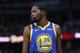 Golden State Warriors forward Kevin Durant (35) in the first half of an NBA basketball game Tuesday, Jan. 15, 2019, in Denver. (AP Photo/David Zalubowski)