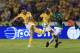 MONTERREY, MEXICO - MAY 23: Andre-Pierre Gignac (L) of Tigres fights for the ball with Andres Mosquera (R) of Leon during the Final first leg match between Tigres UANL and Leon as part of the Torneo Clausura 2019 Liga MX at Universitario Stadium on May 23, 2019 in Monterrey, Mexico. (Photo by Alfredo Lopez/Jam Media/Getty Images)
