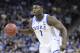 Duke forward Zion Williamson (1) dribbles the ball during the first half of a second-round game in the NCAA men's college basketball tournament Sunday, March 24, 2019, in Columbia, S.C. Duke defeated Central Florida 77-76. (AP Photo/Sean Rayford)