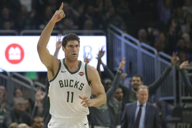 Milwaukee Bucks' Brook Lopez reacts after making a shot during the first half of an NBA basketball game against the Charlotte Hornets Saturday, March 9, 2019, in Milwaukee. (AP Photo/Aaron Gash)