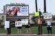 Animal-rights advocates protest the deaths of 23 racehorses in the first three months of this year at the Santa Anita Racetrack in Arcadia,, California, on April 6, 2019. - Santa Anita Park averaged more than 55 horse deaths per year from 2008-18, according to data from the California Horse Racing Board, a total of 553 deaths in all, but this year's major rise in deaths is under investigation. (Photo by Mark RALSTON / AFP) (Photo credit should read MARK RALSTON/AFP/Getty Images)