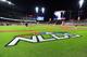ATLANTA, GA - OCTOBER 07: A detail of a NLDS logo before Game Three of the National League Division Series between the Los Angeles Dodgers and the Atlanta Braves at SunTrust Park on October 7, 2018 in Atlanta, Georgia. (Photo by Scott Cunningham/Getty Images)