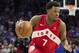 Toronto Raptors' Kyle Lowry in action during the second half of Game 4 of a second-round NBA basketball playoff series against the Philadelphia 76ers, Sunday, May 5, 2019, in Philadelphia. Raptors won 101-96. (AP Photo/Chris Szagola)