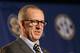 NASHVILLE, TN - MARCH 13: Greg Sankey the new commissioner of the SEC talks to the media before the quaterfinals of the SEC Basketball Tournament at Bridgestone Arena on March 13, 2015 in Nashville, Tennessee. (Photo by Andy Lyons/Getty Images)