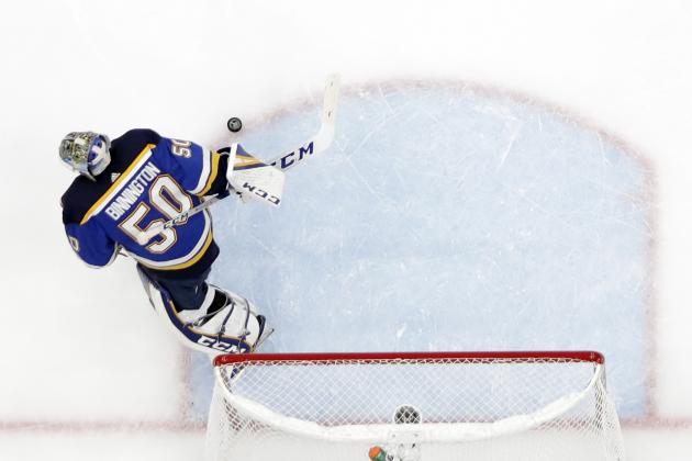 St. Louis Blues goaltender Jordan Binnington skates away from the net as he is pulled from the game after giving up his fifth goal against the Boston Bruins in the second period of Game 3 of the NHL hockey Stanley Cup Final Saturday, June 1, 2019, in St. Louis. The Bruins won 7-2 and lead the series 2-1. (AP Photo/Jeff Roberson)