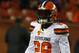 Cleveland Browns running back Duke Johnson (29) during the first half of an NFL football game against the Denver Broncos, Saturday, Dec. 15, 2018, in Denver. (AP Photo/Rick Scuteri)