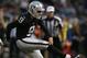 Oakland Raiders kicker Eddy Pineiro (9) against the Detroit Lions during an NFL preseason football game in Oakland, Calif., Friday, Aug. 10, 2018. (AP Photo/D. Ross Cameron)