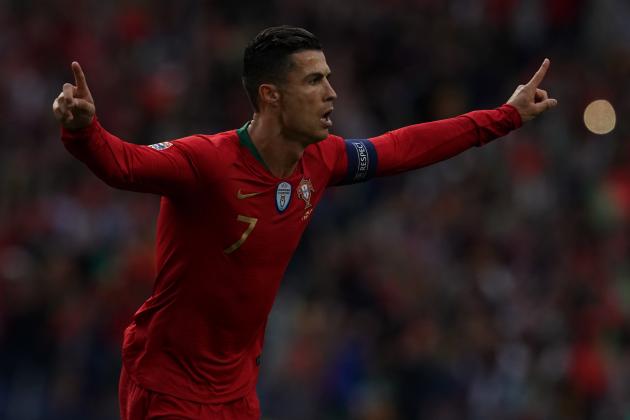 PORTO, PORTUGAL - JUNE 5:  Cristiano Ronaldo of Portugal and Juventus celebrates after scoring a goal during the UEFA Nations League Semi-Final match between Portugal and Switzerland at Estadio do Dragao on June 5, 2019 in Porto, Portugal.  (Photo by Gualter Fatia/Getty Images)