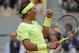 Spain's Rafael Nadal clenches his fist after scoring a point against Switzerland's Roger Federer during their semifinal match of the French Open tennis tournament at the Roland Garros stadium in Paris, Friday, June 7, 2019. (AP Photo/Michel Euler)