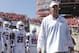 Florida Atlantic head coach Lane Kiffin leads his team on the field before an NCAA college football game against Wisconsin Saturday, Sept. 9, 2017, in Madison, Wis. (AP Photo/Morry Gash)