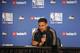 OAKLAND, CA - JUNE 07: Klay Thompson #11 of the Golden State Warriors speaks to the media during a press conference after Game Four of the NBA Finals against the Toronto Raptors on June 7, 2019 at Oracle Arena in Oakland, California. NOTE TO USER: User expressly acknowledges and agrees that, by downloading and/or using this photograph, user is consenting to the terms and conditions of the Getty Images License Agreement. Mandatory Copyright Notice: Copyright 2019 NBAE (Photo by Rey Josue II/NBAE via Getty Images)