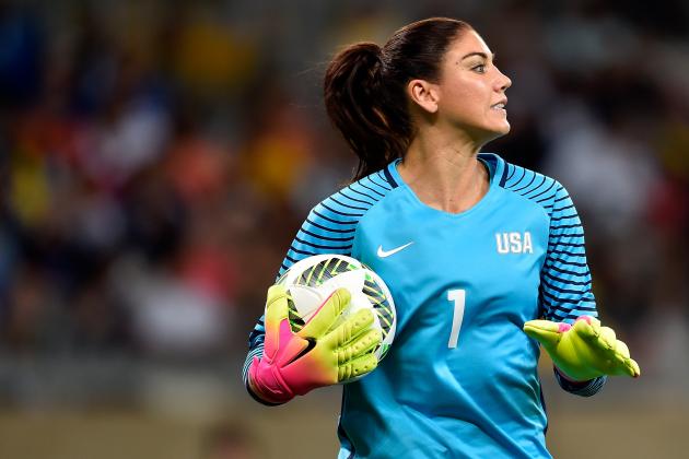 BELO HORIZONTE, BRAZIL - AUGUST 03: Hope Solo #1 of United States looks on during the Women's Group G first round match between the United States and New Zealand during the Rio 2016 Olympic Games at Mineirao Stadium on August 3, 2016 in Belo Horizonte, Brazil.  (Photo by Pedro Vilela/Getty Images)