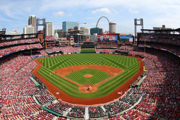 ST. LOUIS, MO - APRIL 6: A general view of Busch Stadium during a game between the St. Louis Cardinals and the San Diego Padres on April 6, 2019 in St. Louis, Missouri.  (Photo by Dilip Vishwanat/Getty Images)
