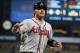 Atlanta Braves' Josh Donaldson scores on a single by Austin Riley off Pittsburgh Pirates starting pitcher Joe Musgrove during the second inning of a baseball game in Pittsburgh, Wednesday, June 5, 2019. (AP Photo/Gene J. Puskar)