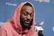 Charlotte Hornets' Kemba Walker answers a question during end of season interviews for the NBA basketball team in Charlotte, N.C., Thursday, April 11, 2019. (AP Photo/Chuck Burton)