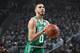 MILWAUKEE, WI - MAY 8: Jayson Tatum #0 of the Boston Celtics shoots a free-throw against the Milwaukee Bucks during Game Five of the Eastern Conference Semifinals of the 2019 NBA Playoffs on May 8, 2019 at the Fiserv Forum in Milwaukee, Wisconsin. NOTE TO USER: User expressly acknowledges and agrees that, by downloading and/or using this photograph, user is consenting to the terms and conditions of the Getty Images License Agreement. Mandatory Copyright Notice: Copyright 2019 NBAE (Photo by Nathaniel S. Butler/NBAE via Getty Images)