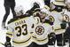 Boston Bruins defenseman Zdeno Chara (33), of Slovakia, celebrates with right wing David Pastrnak (88), of the Czech Republic, after the Bruins beat the St. Louis Blues in Game 6 of the NHL hockey Stanley Cup Final Sunday, June 9, 2019, in St. Louis. Both players scored goals as the Bruins won 5-1 to even the series 3-3. (AP Photo/Jeff Roberson)