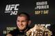 LONDON, ENGLAND - JUNE 12: Khabib Nurmagomedov speaks during a UFC 242 Press Conference at Hotel Cafe Royal on June 12, 2019 in London, England. (Photo by Marc Atkins/Zuffa LLC/Zuffa LLC)
