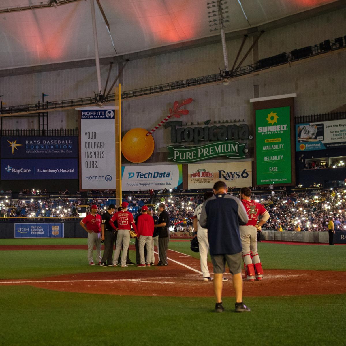 Video: Angels vs. Rays Delayed After Lights Go out at Tropicana Field ...
