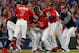 ATLANTA, GEORGIA - JUNE 14: Brian McCann #16 of the Atlanta Braves reacts after hitting a walk-off single to score two runs to give the Braves a 9-8 win over the Philadelphia Phillies at SunTrust Park on June 14, 2019 in Atlanta, Georgia. (Photo by Kevin C. Cox/Getty Images)