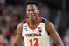 MINNEAPOLIS, MINNESOTA - APRIL 08: De'Andre Hunter #12 of the Virginia Cavaliers reacts against the Texas Tech Red Raiders in the second half during the 2019 NCAA men's Final Four National Championship game at U.S. Bank Stadium on April 08, 2019 in Minneapolis, Minnesota. (Photo by Streeter Lecka/Getty Images)