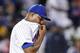 New York Mets relief pitcher Jeurys Familia reacts after allowing a three-run home run to St. Louis Cardinals' Dexter Fowler during the eighth inning of a baseball game Friday, June 14, 2019, in New York. (AP Photo/Kathy Willens)